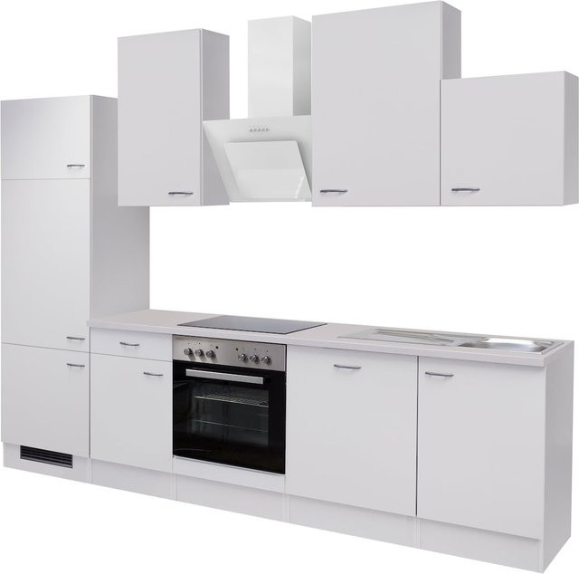 Flex-Well Küchenzeile mit Einbaugeräten in Weiss, Breite: 280 cm - Bild 1