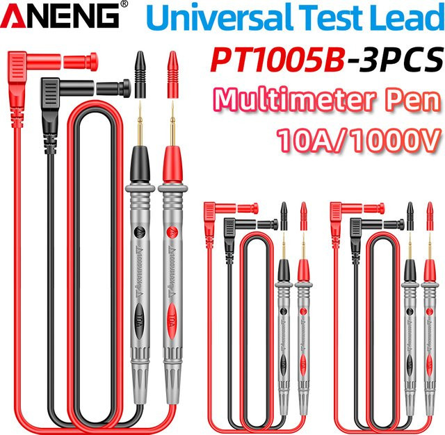 ANENG 3er-Set Universal-Nadelmessleitungen für Digitalmultimeter PT1005B, 1000V 10A, Farbe: Rot - Bild 1