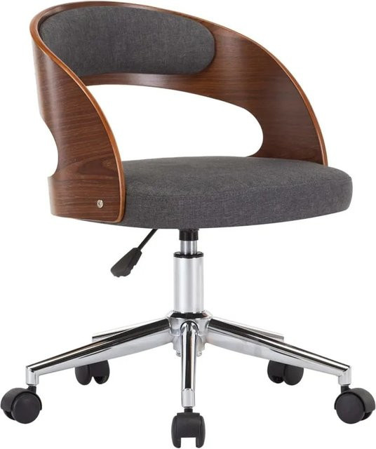 vidaXL Drehbarer Bürostuhl Grau aus Stoff und Bugholz mit Rollen B/T/H: 53 x 41 x 48 cm - Bild 1