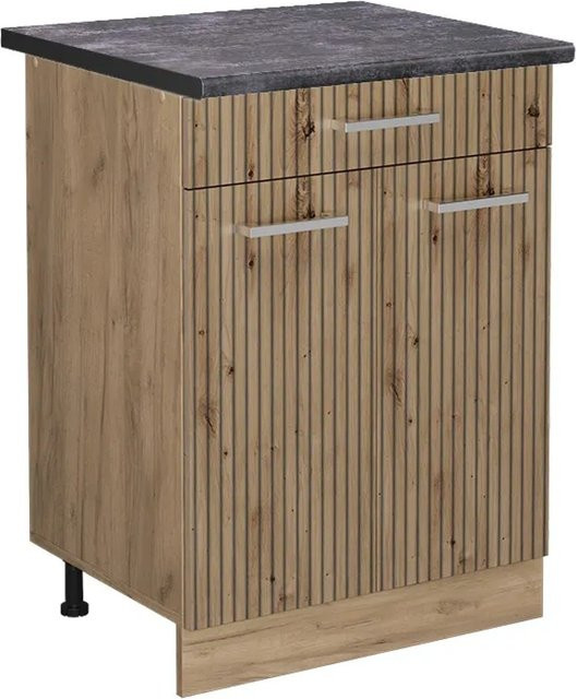 Vicco Küchenunterschrank R-Line Artisan-Eiche und Goldkraft Eiche mit Schublade und Türen, Anthrazit, B: 60 cm, H: 81,6 cm, T: 60 cm - Bild 1