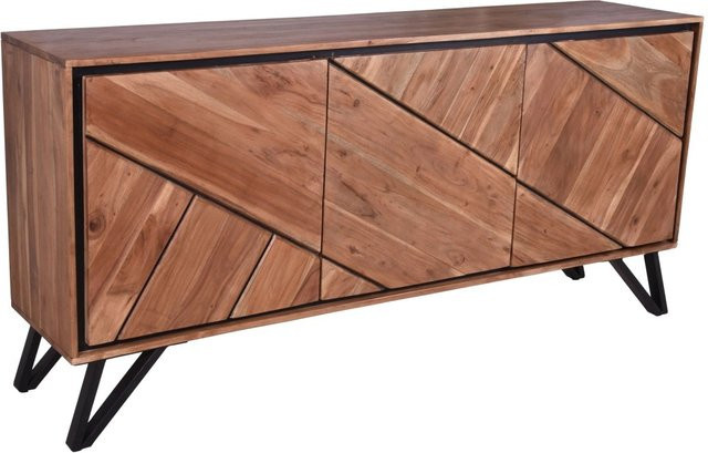 DELUKE Sideboard EBBA aus Akazienmassivholz in Akazienbraun, B/T/H: 76 x 40 x 150 cm - Bild 1