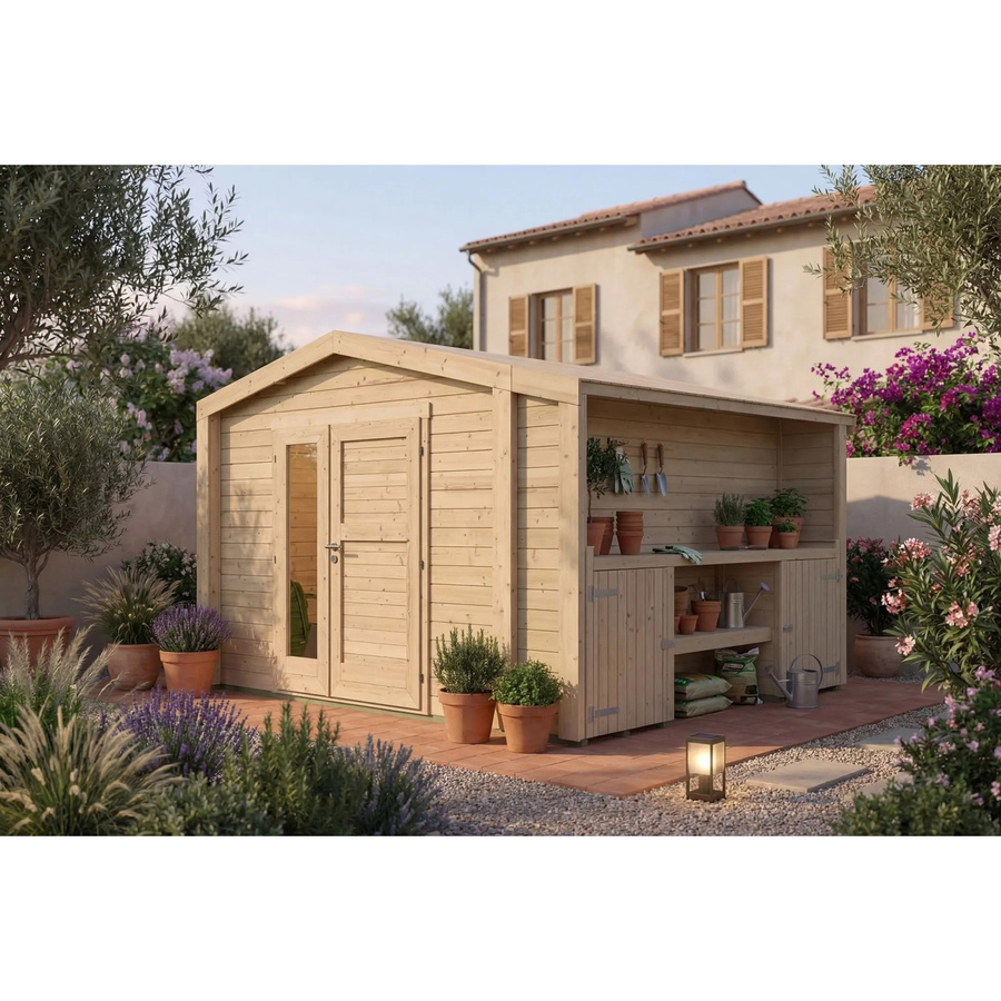 Weka Holz-Gartenhaus Killarney mit Satteldach in Natur Braun, B/T: 361 x 313 cm - Bild 2