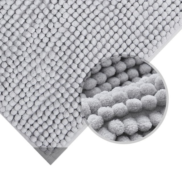 Olanly Chenille-Badematte rutschfest und saugfähig, Blau/Grau, B: 60 cm, T: 40 cm - Bild 1