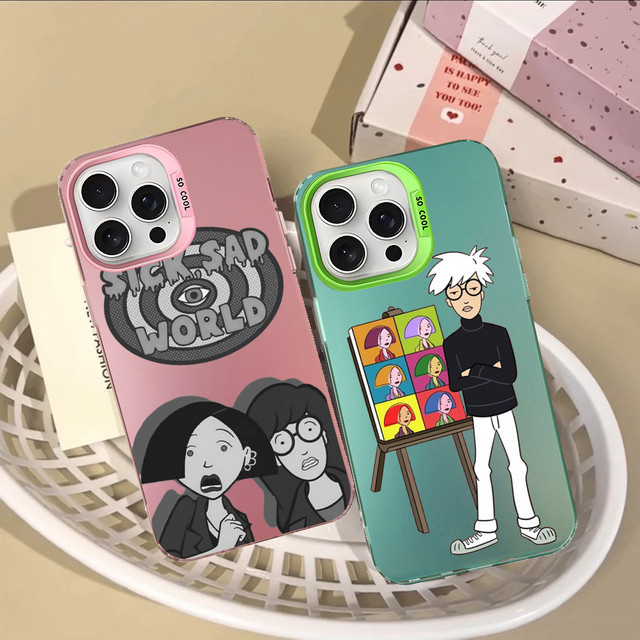 Moetch Cartoon D-Darias Handyhülle für iPhone 16 15 Pro Max 14 Plus 13 12 11 in Silber und Pink - Bild 1