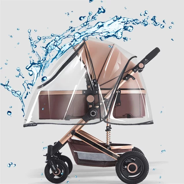 Universelle transparente Kinderwagen Regenabdeckung mit Wind- und Sonnenschutz für Babywagen und Trolleys - Bild 1