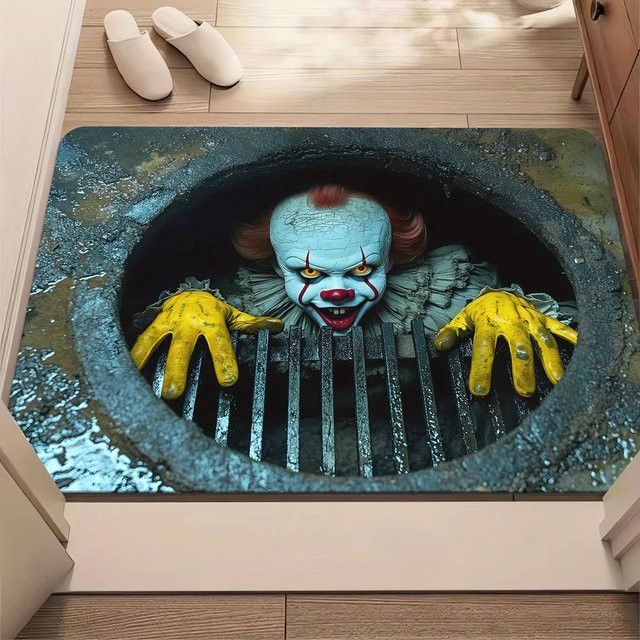Vikamama Clown Halloween Bodenmatte aus wasserabweisendem Kristall-Samt für Eingang und Badezimmer - Bild 1