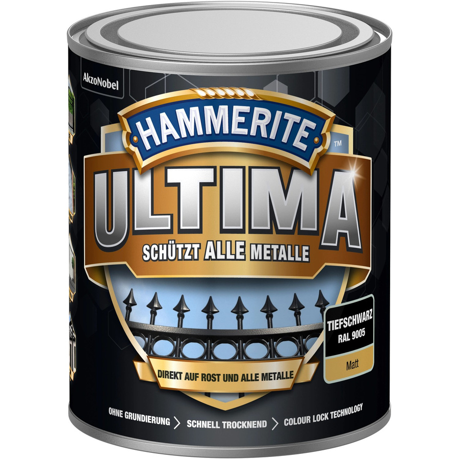 Hammerite Ultima Premium Metall-Schutzlack matt Tiefschwarz 0,75 l - Bild 2