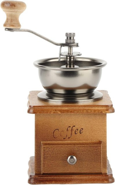 Manuelle Kaffeemühle OutsideWorld aus Massivholz und Metall im Vintage-Design, Grau - Bild 1