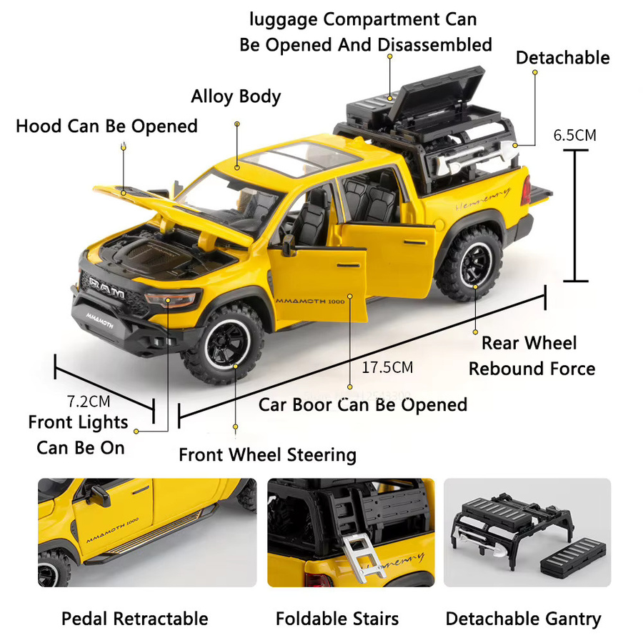 caipo Dodge RAM MAMMOTH Pickup, Spielzeugauto, 1:32, Metalldruckguss, Geländewagen - Bild 2