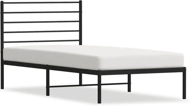 vidaXL Bettgestell aus Metall mit Kopfteil in Schwarz, B/T/H: 90 x 190 cm - Bild 1