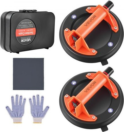 VEVOR Vakuum Saugheber 2er-Pack in Orange mit ABS-Griff und Tragetasche, 203 mm Glasheber mit 180 kg Tragkraft für Fliesen, Granit, Trockenbau und Fenster - Bild 1