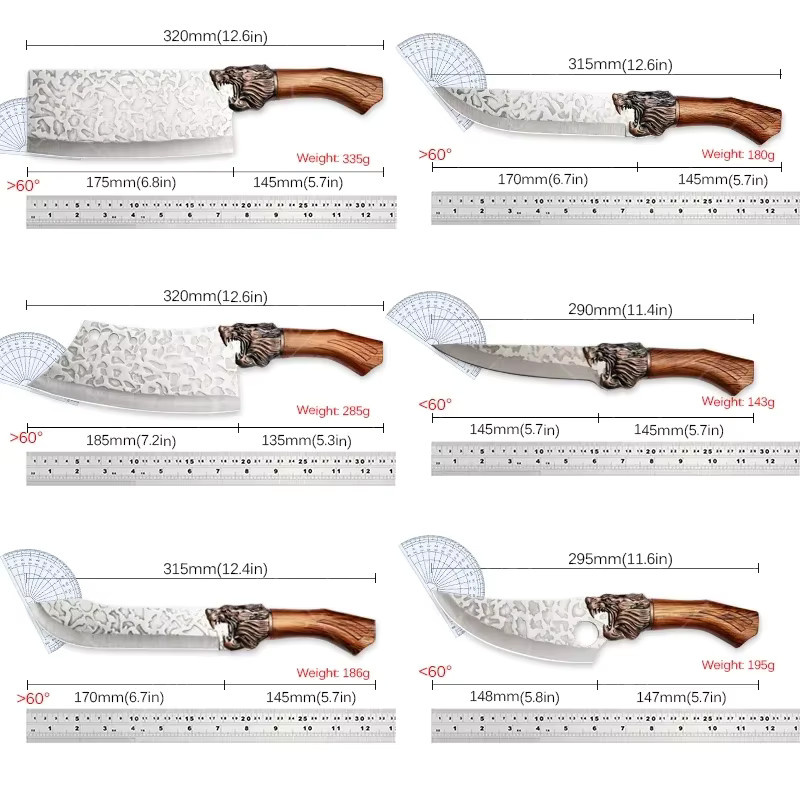 WXCOO Professionelles Küchenmesser Set aus Edelstahl in Silber mit Kochmesser, Fleischmesser, Hackmesser und Schälmesser - Bild 3