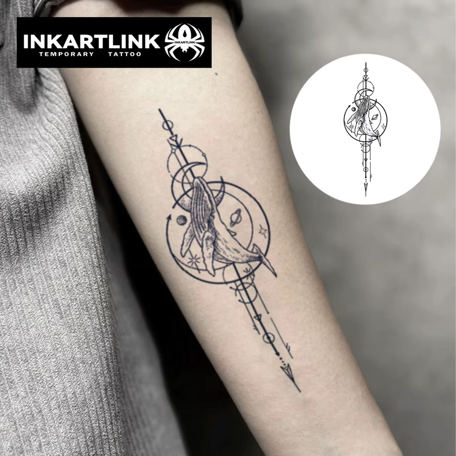 INKARTLINK Whale-Tattoo-Aufkleber, wasserfest, semi-permanentes Tattoo - Bild 2