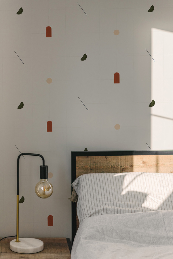 Coordonne Tapete Shape Study mit geometrischem Bauhaus-Motiv in Creme - Bild 1