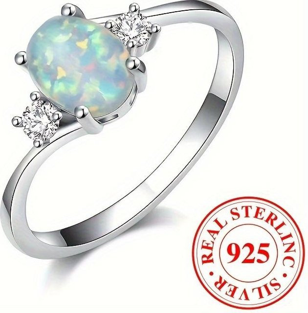 Bamos Ring 925 Silber, Weiß, Opal, Zirkonia, Damen - Bild 1