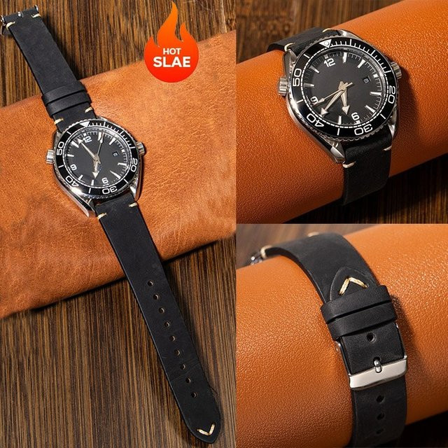 CHIICSMART Uhrenarmband Leder, Vintage, Schwarz, Unisex - Bild 1