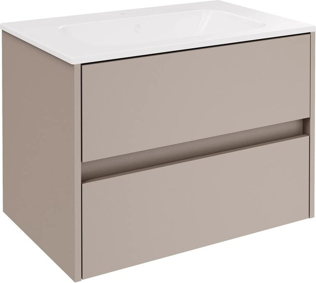 Fackelmann Waschtisch-Set Compact Line mit Keramikbecken und Unterschrank in Kaschmir Grau, B/H/T: 71 x 51,5 x 46,5 cm - Bild 1
