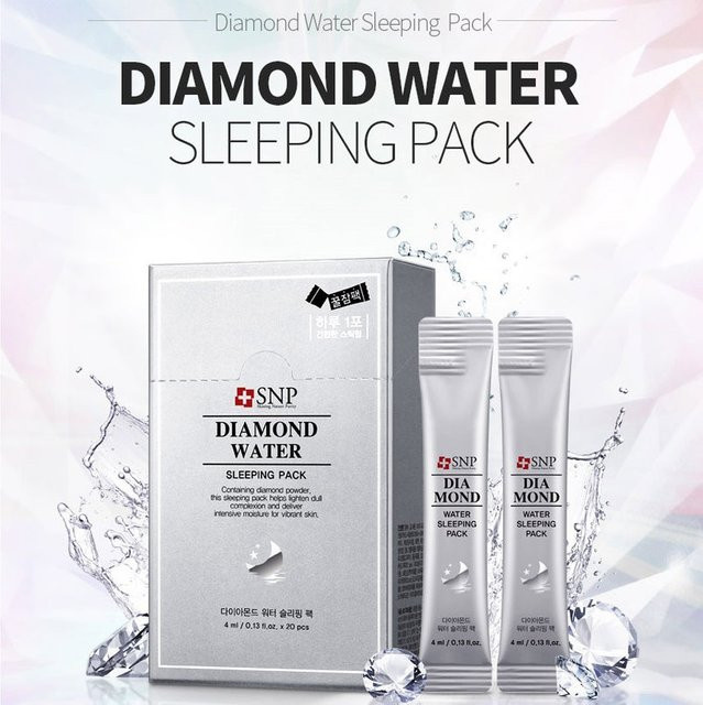 SNP Diamond Water Sleeping Pack Serum, 4 ml x 20, Hyaluronsäure, Niacinamid, Kollagen - Bild 1