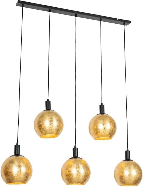QAZQA Design Hängelampe Bert in Schwarz mit Goldglas, 5-flammig, modern und dimmbar - Bild 1