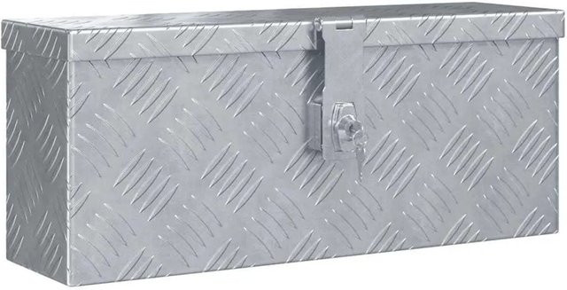 DELUKE Aluminiumbox mit Deckel und Schloss, abschließbare Alubox als Deichselbox oder Werkzeugkiste in Silber, B/H/T: 48,5 x 20 x 14 cm - Bild 1