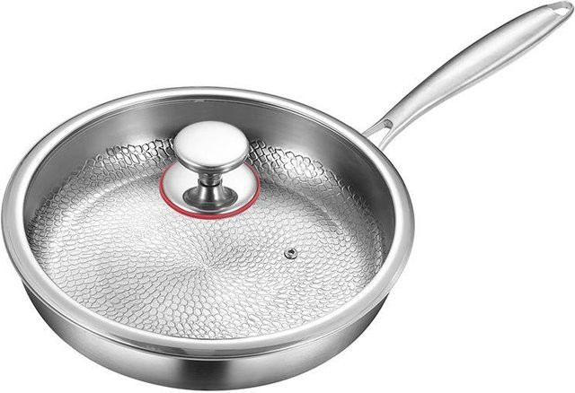 HomeHarmony Steakpfanne aus Edelstahl mit Antihaftbeschichtung und Hammerschlagmuster in Silber, Durchmesser: 32 cm - Bild 1