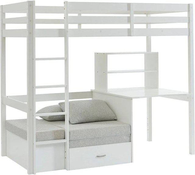 Vente-unique Hochbett Goliath aus Kiefernholz und MDF in Weiß, B/T/H: 90 x 200 x 207,8 cm - Bild 1