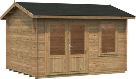 Palmako Iris Blockbohlenhaus aus Fichtenholz in Hellbraun mit Satteldach und Boden, B/H/T: 360 x 249 x 276 cm - Bild 3