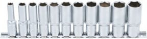 BGS Steckschlüssel-Einsatz-Satz Sechskant tief mit 3/8 Zoll Innenvierkant, 11-teilig, SW 8 - 19 mm, silber - Bild 1