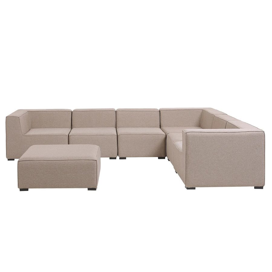 Beliani Lounge Set AREZZO in Beige mit Sessel, Eckteil und Ottomane, B/T/H: 250 x 320 x 65 cm - Bild 2