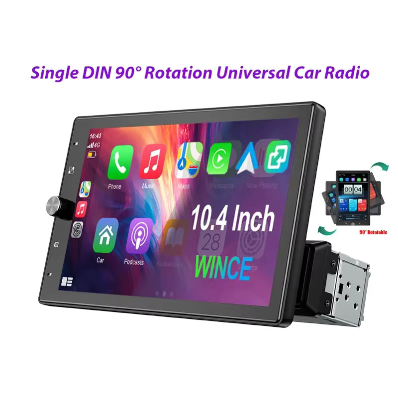 MOPECT 10,4 Zoll Universal 1DIN Autoradio mit drehbarem Touchscreen, kabelloses Carplay, Bluetooth, USB, FM, Mikrofon und Kamera in Schwarz - Bild 6