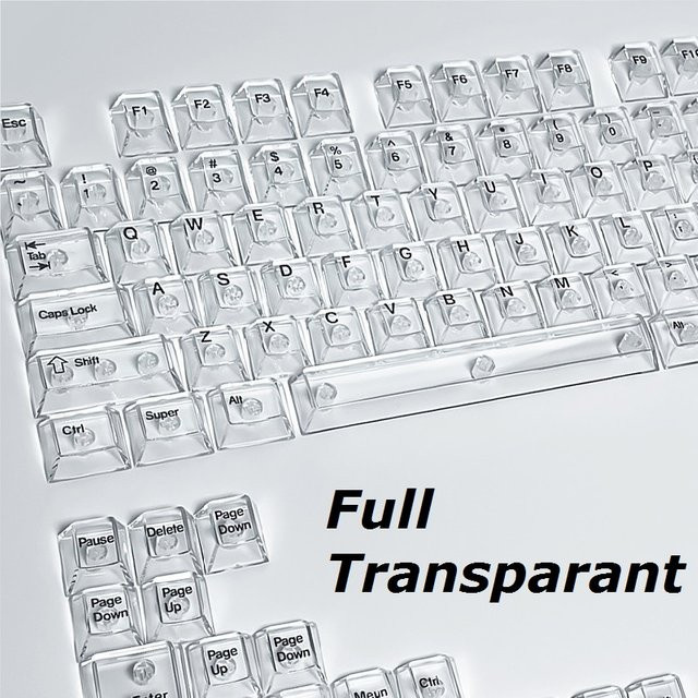 Oeny Transparente Tastenkappen für mechanische Tastaturen mit RGB-Hintergrundbeleuchtung, Set mit über 130 Tasten in Schwarz und Transparent - Bild 1