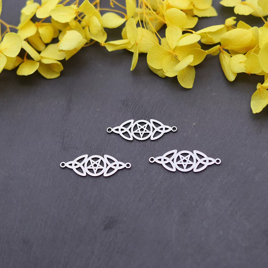 Anhänger Charms Edelstahl, Sonne Stern Mond Blatt Lotus, Silber - Bild 2