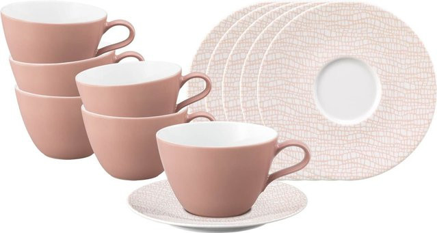Seltmann Weiden Milchkaffeetassen mit Untertassen Life Fashion Pink 6er Set 370 ml - Bild 1