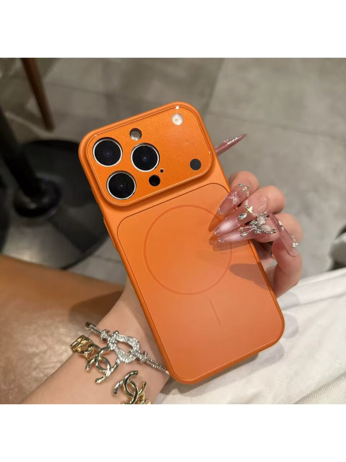 Nano Matte MagSafe Handyhülle für iPhone 17, 16, 15, 14, 13, 12, 11 Pro Max mit kabellosem Laden, magnetische Hartschale, Orange - Bild 2