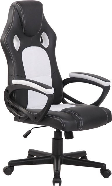 TPFLiving Racing Bürostuhl First Gaming Chair in Weiß mit Kunstleder und Armlehnen, B/T/H: 66 x 62 x 120 cm - Bild 1