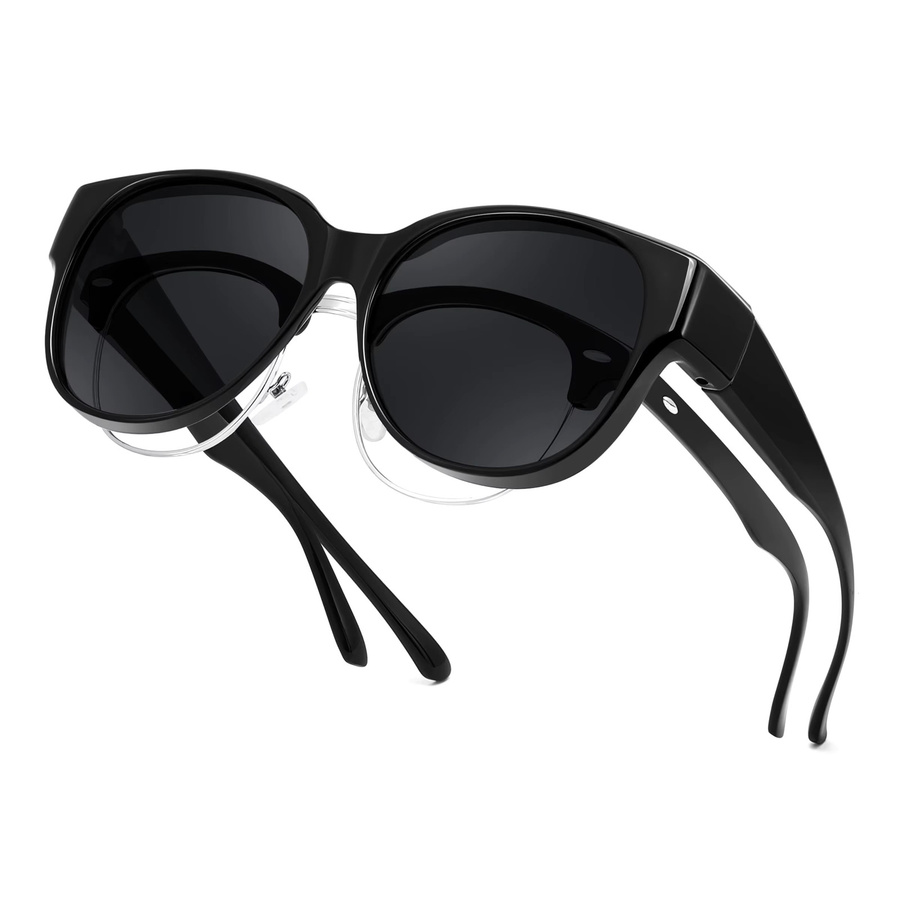 VOPHA Wrap-Around Fitover-Sonnenbrille, Vollrand, Schwarz, Unisex - Bild 6