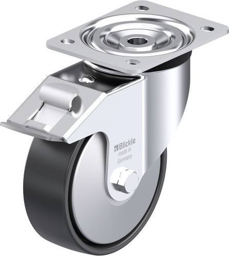 Blickle Stahlblech-Lenkrolle 951801 L-PP 150K-FI-EL-FA in Schwarz und Silber mit 150 mm Rad-Durchmesser und 300 kg Tragfähigkeit - Bild 1
