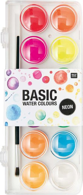 Rico Design Basic Neon Wasserfarbkasten mit 12 Farben in Mehrfarbig - Bild 1