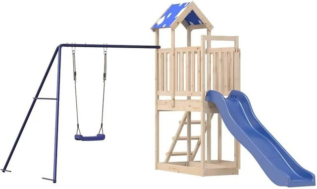 vidaXL Spielturm aus Massivholz Kiefer in Blau - Bild 1