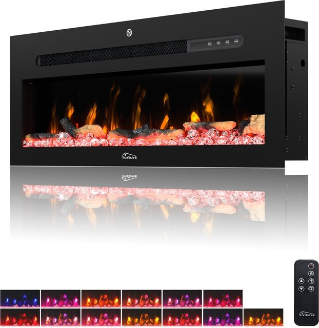 Tronitechnik Panorama Elektrokamin Schwarz mit LED Flammeneffekt, dimmbar, App-Steuerung und Fernbedienung, Breite: 92 cm - Bild 2