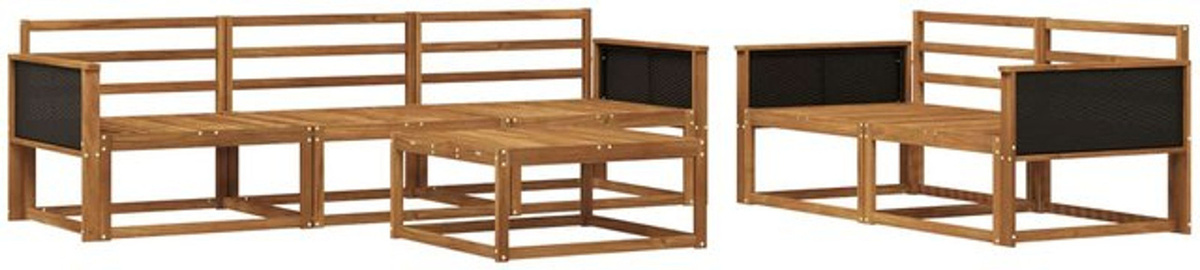 vidaXL Outdoor-Sofagarnitur aus Massivholz Akazie in Braun, 6-teiliges Loungemöbel Set im modernen und minimalistischen Design - Bild 1