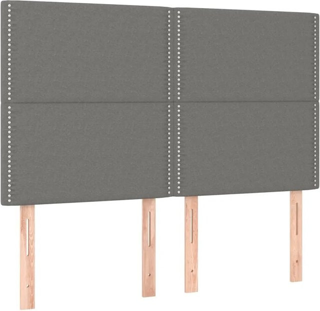 vidaXL Kopfteil Dunkelgrau Stoff B: 144 cm, T: 5 cm, H: 118 cm bis 128 cm - Bild 1
