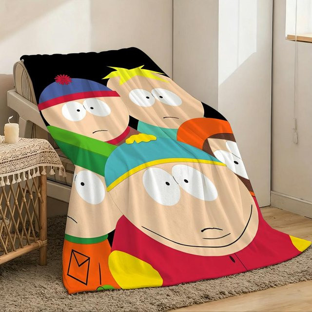 S-South Cartoon Park Flanelldecke für Kinder, weich und hautfreundlich, weiß/mehrfarbig, 240g - Bild 1