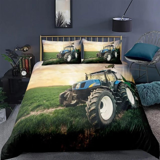 Bettwäsche-Set mit Retro-Traktor-Motiv aus Polyester, 2-teilig, B/H: 70 x 133 cm - Bild 1