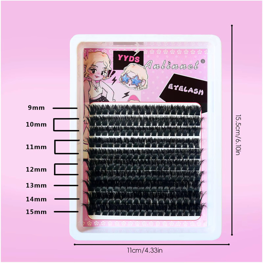 Anlinnet Falsche Wimpern, 10 Reihen, C-Rolle, Schwarz, Damen - Bild 3
