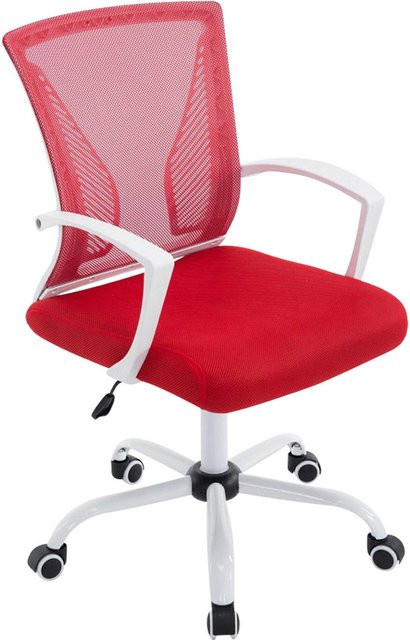 TPFLiving Bürostuhl Trail One mit atmungsaktivem Netzbezug und Armlehnen in Rot, B/T/H: 59,0 x 56,5 x 136,0 cm - Bild 1