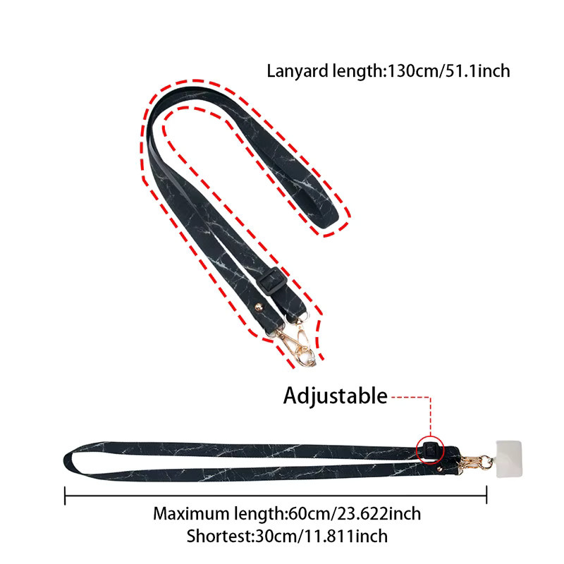 SZBRYTMAX Universal Handy Crossbody Lanyard Strap mit Marmormuster in Multicolour und Schwarz, verstellbares Umhängeband für dein Smartphone - Bild 3