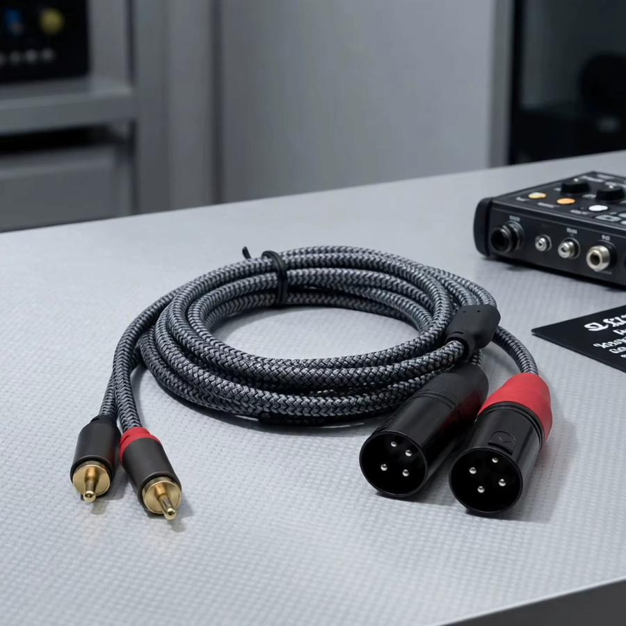 HIFI Audiokabel 2RCA auf 2XLR männlich zu 3-Pin XLR weiblich zu RCA männlich in Grau für Lautsprecher, Verstärker und Mischpult - Bild 3