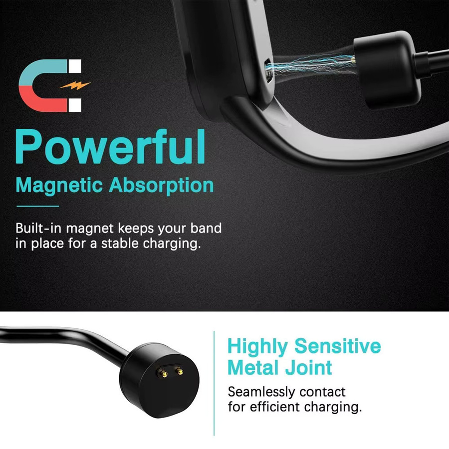 Magnetisches USB-Ladekabel für Xiaomi Mi Band 5, 6 und 7 in Schwarz, Länge: 50 cm - Bild 3