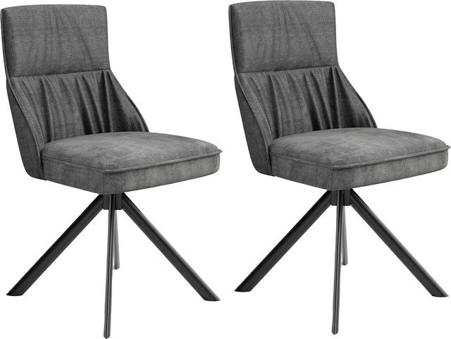 byLIVING Esszimmerstuhl CALIFORNIA 2er Set, Webstoff Anthrazit, Gestell Schwarz, B/H/T: 50 x 89 x 56 cm - Bild 1